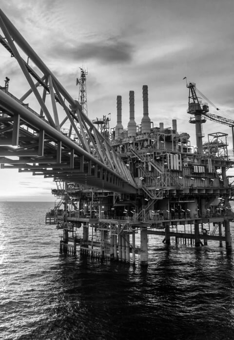 Offshore oil and gas platform in the sea